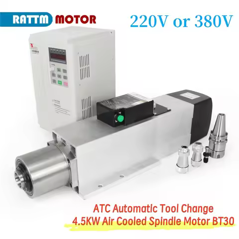 4.5KW ATC Automatic Tool Change Air Cooled Spindle Motor BT30 24000rpm & 5.5KW Fuling Inverter VFD 2