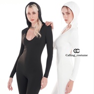 CALLING_COSTUME จั้มสูทผ้ายืดมีฮู้ดสายไขว้หลัง ไม่บางไม่รั้งเป้ากับรองเท้าบูท ใส่สบาย Jumpsuit (CL21