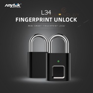 [sunriselet.sg] Anytek L34 Smart Fingerprint Padlock USB Rechargeable Door Suitcase Lock #H1
