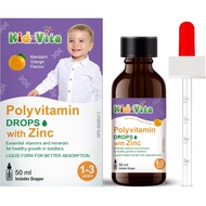 Polyvitamin Drops with Zinc 50ML - Multivitamins for 1-3 Years Toddlers, 9 Essential Vitamins (Vitam