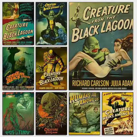 Creature From The Black Lagoon Film Kraft Paper Poster Art With Prints Home Bedroom Living Room Deco