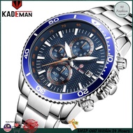 KADEMAN Cadman Men's Watch Stainless Steel Strap Multifunctional Three Eyes Sports Waterproof Quartz Watch 861