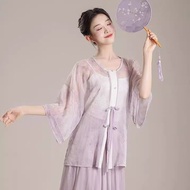 New Classical Dance Clothes Hanfu Improved Cardigan Gauze Clothes Large Skirt Chinese Ethnic Drama A