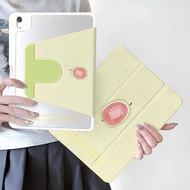 Splash Ink Guava Rotate Acrylic iPad Case Pen Slot Sleep Shockproof iPad Air8 Air7 Air6 12 Gen 11Gen