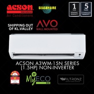 (SHIP OUT OF K.LUMPUR) 1.5HP ACSON R32 A3WM-15N SERIES NON-INVERTER AIR COND