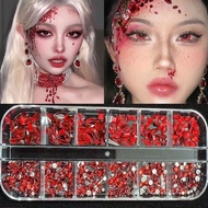 Halloween Makeup Red Special-Shaped Diamond Blood Tears Makeup Red Diamond Face Stickers Black Red G