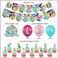 Mario Rosalina Theme kids birthday party decorations banner cake topper balloon set supplies