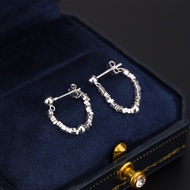 [Best Gift] S999 sterling silver shattered earrings, ins trendy style women's irregular plain loop e