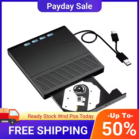 7 in 1 USB 3.0 Type C External CD DVD RW Optical Drive with SD/TF Port Multi-Function Drive External