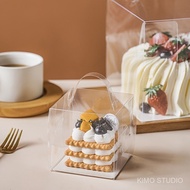 10pcs Set of Portable Transparent Cake Boxes - 4-inch and 5-inch Square Baking Containers, Suitable 