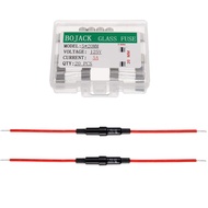 BOJACK 2 Keping Pemegang Fius 5x20 mm Jenis Skru Sebaris dengan Wayar Merah 16 AWG + 20 Keping F5AL1