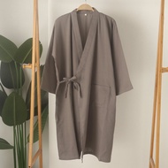Pure Cotton Kimono Style Sleepwear Womens Long Sleeve Double Layered Bathrobe Home Gown Robe Sauna S
