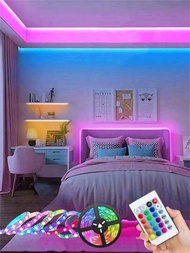 1入組30-150顆led燈條,smd 5050 Usb創意彩色rgb Led燈條,附有24按鈕紅外線遙控器,適用於臥室、客廳、家庭裝飾、節日派對