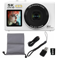 Digital Camera CCD Dual Screen Portable Digital Camera with18X Zoom 5K Vlogging Camera 80MP CCD Self