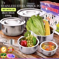 5 IN 1 PREMIUM THICKENNING STAINLESS STEEL STOCK POT/INDIAN POT/KITCHEN COOKWARE POT/BIG SIZE30CM/26