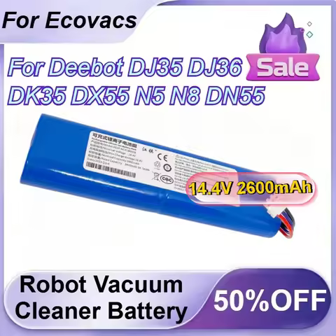14.4V 2600mAh Rechargeable Robot Vacuum Cleaner Battery for Ecovacs Deebot DJ35 DJ36 DK35 DX55 N5 N8