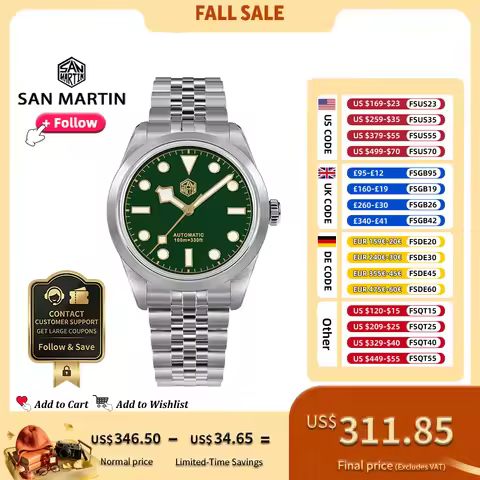 San Martin Men's Watch 38mm Explore Climbing Sport Couple Wristwatch Automatic Mechanical Luminous W