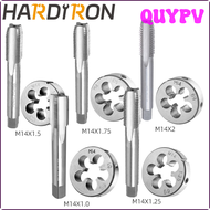 QUYPV ชุดเคาะและตอก M14x1ฮาร์ดไอรอน1.25 1.5 1.75 2ชุดมือขวา M14x1 1.25 1.5 1.75เครื่อง2ต๊าปเกลียวและแม่พิมพ์รูปวงกลม