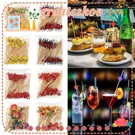 GREATESKOO Bamboo Pick, Picnic Party Supplies Disposable Cocktail Fork,  Wooden Cocktail Pick Picnic