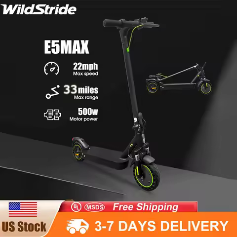 WildStride E5MAX 33 Miles Long Range 22MPH 500W Adult Electric Scooter, Dual Shock & Dual Brake, US 