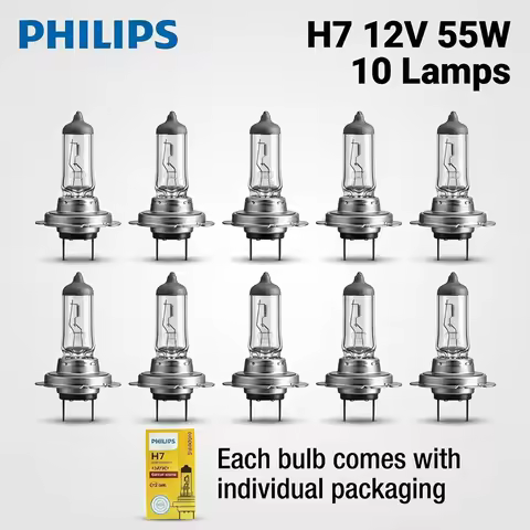Philips 10 Lamps Vision H7 12V 55W PX26d Original Car Halogen Headlight 3200K Standard Auto Replace 