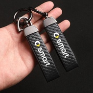 Car Carbon Fiber Style Keychain Microfiber Leather Key Chain For Smart EQ Fortwo Forfour 453 451 452