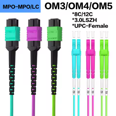 MPO to MPO/LC Fiber Optic Cable OM3/OM4/OM5 8/12Core Multi-Mode Patch Trunk Jumper Cord 40Gb/100Gb F