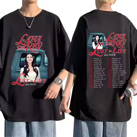 Singer Lana Del Rey Vintage T Shirt Lust for Life Tour Music Album Men Women Hip Hop T Shirts Haraju
