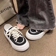 Giày sục thể thao nữ GAPGOT năng động độn đế cao 5cm màu nâu đen trắng da mềm kiểu mới hot bán chạy