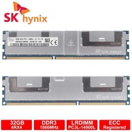 SK Hynix เซิร์ฟเวอร์เมมโมรี่แรม 32GB 4RX4 PC3-14900L DDR3-1866Mhz 240Pin 1.5V ECC Registered LRDIMM Server Memory RAM
