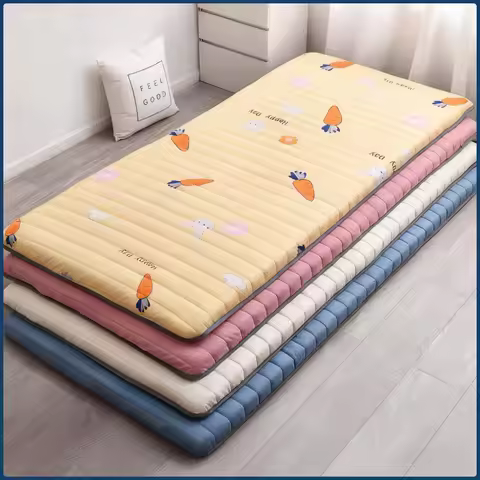 Folding Mattress Pad - Single Memory Foam Floor Bed for Dorm & Rental Homes, Portable Foldable Bed R