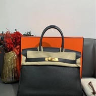 Hermes愛馬仕birkin30黑金togo皮T刻