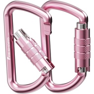 FresKaro 3inch 12kN-2698lbs Auto Locking Carabiner Clips, Solid D Shape, Heavy Duty 7075 Aluminum, L