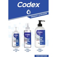CODEX 70% Alcohol Instant Hand Sanitizer 100ML, 500ML & 1 Liter. KKM Approved