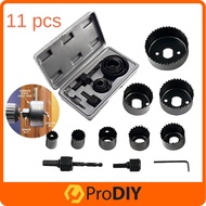 11pcs Hole Saw Set Drill Bit 19mm ~ 64mm Cutter Core Shaft Plastic Wood Alloys & Thin Sheet Metal 6p