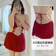 Pakaian Tidur Bersaiz Besar Seksi Sweet Bow Lace Tali Tipis Baju Tidur Pakaian Ruang Tidur Wanita