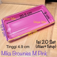 [Isi20] Mika Brownies M Kecil PINK Alas+Tutup / Mika Bento Tanpa Sekat / Mika Snack / Tray Mika Brow