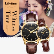 OLEVS Couple Fashion Watches Brown Leather Date Male Watches Quartz Waterproof Luminous Watch Couple