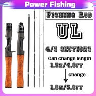 4/5 Section Fishing Rod, Length Adjustable 4.9 Feet - 5.9 Feet, Made of Carbon Fiber, Suitable for F