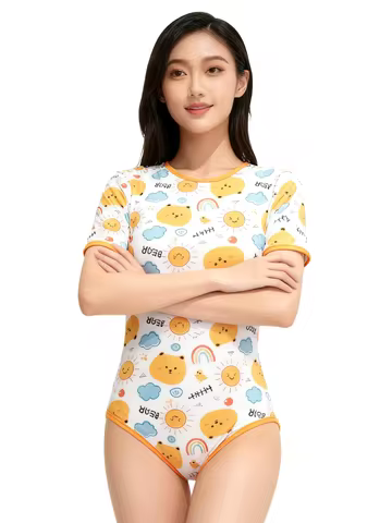 Sun bear printing bodysuit/adult onesie/abdl clothes