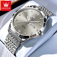 OLEVS 2943 Mens Watch Original Quartz Watch Waterproof Luminous Dual Calendar Display Watch For Men 