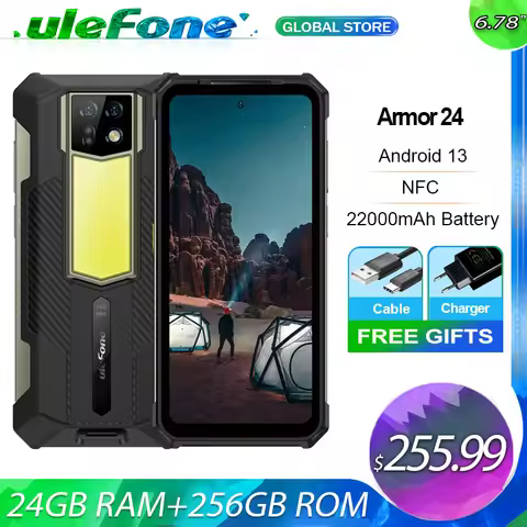 Ulefone Armor 24,NFC,24ГБ ОЗУ+ 256ГБ ПЗУ, 22000mAh,6.78",120Hz, 64MP Night Vision, Android 13, глоба