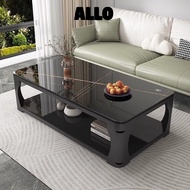 🔥SG 🔥Tea Table/Living Room Simple Tea Table/Double Tempered Glass Tea Table/Marble Rectangular Tea T