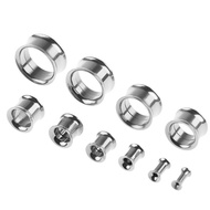 1pcs Earrings No Screw Piercing Earplug Tunnel Stainless Silver 4mm - 25mm