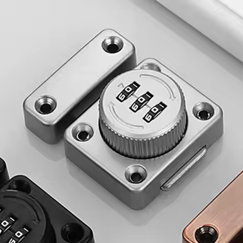 Door Security Sliding Bolt Lock Password Rotary Hasp Lock 3 Digit Combination