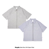 KEMEJA Hornycupcakes - Zipper Boxy Shirt - Boxy Stripe Shirt