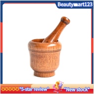 【BM】Wooden Mortar and Pestle Set,Mortar and Pestle Wood Wooden Mortar Pestle Grinding Bowl Set Garlic Crush Pot Kitchen Tool Durable Easy Install Easy to Use