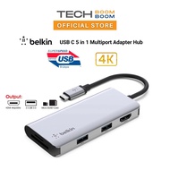 Belkin USB C Hub, 5-in-1 MultiPort Adapter Dock with 4K HDMI, 2 x USB A 3.1, SD Card Slot and microS