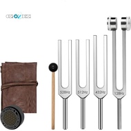 Frequency Tools Tuning Fork Set-128Hz 432Hz 512Hz 528Hz Weighted& Unweighted with Activator, Mallet&