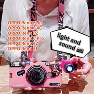 Case For OPPO Reno 6Z Reno 6 Reno 6 Pro Reno 2Z Reno 2F Retro Camera lanyard Casing Grip Stand Holder Silicon Phone Case Cover With Camera Doll